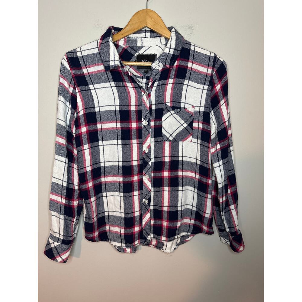 Rails Hunter Plaid Flannel Button Up Shirt Size M Red Navy Patriot/Cranberry